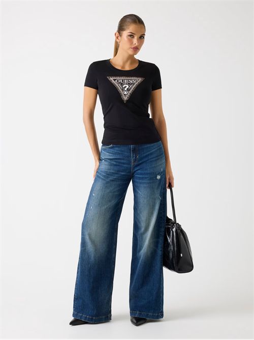 T-shirt vestibilità slim logo triangolo GUESS | W5BI15J1314/JBLK